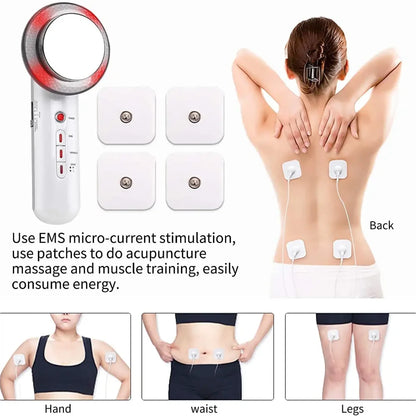 Massageador Ultrassónico 3 em 1 - Cavitação EMS Anti-Celulite com Infravermelho