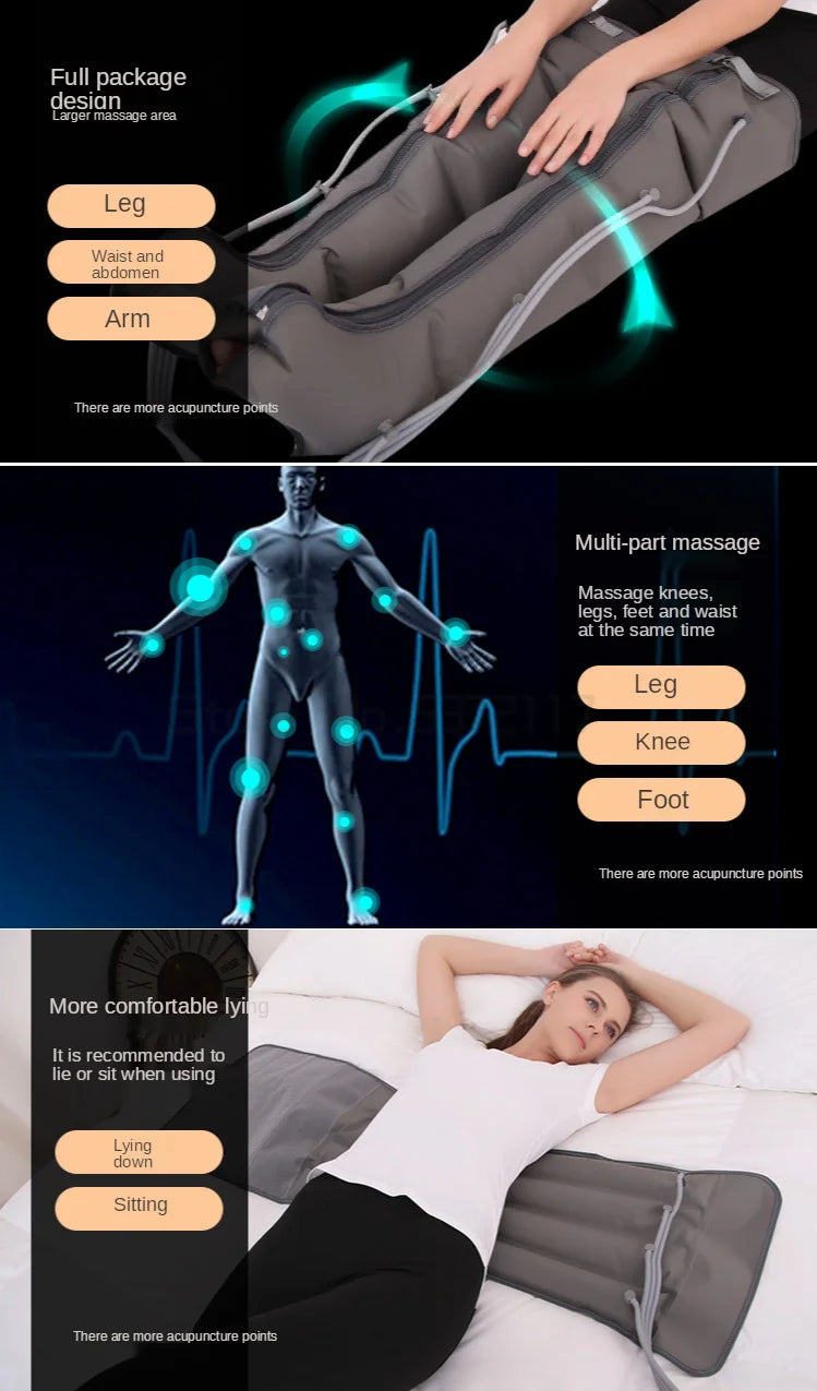 Massageador Portátil de Drenagem Linfática - Máquina de Pressoterapia Detox com Terapia de Pressão de Ar