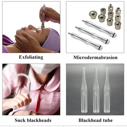 Máquina Microdermoabrasão Diamante Profissional - 65-68cmHg com 9 Pontas para Esfoliação Facial