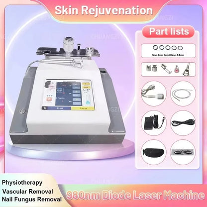 5 In 1 980nm Diode Laser Machine Nail Fungus Treatment Spider Veins Vascular Removal Skin Rejuvenation Beauty Device