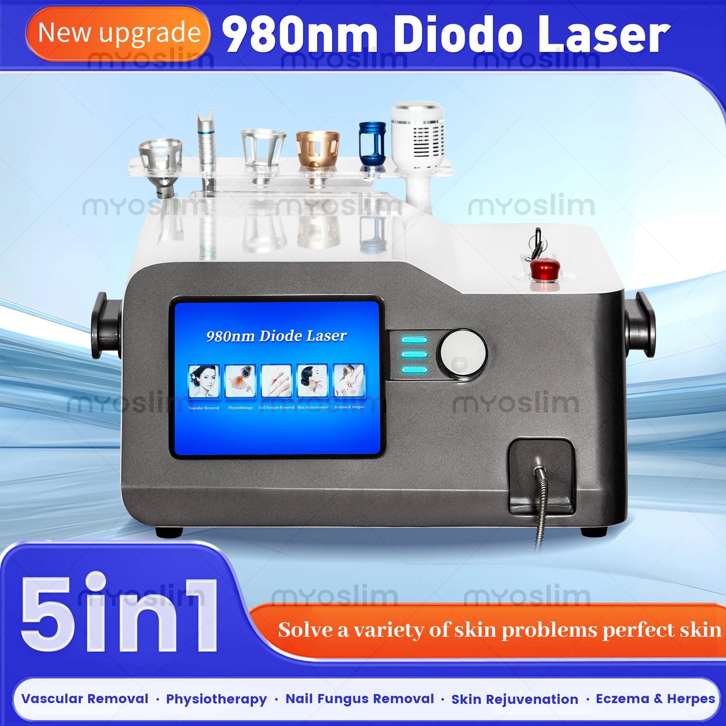 30W 5 in 1 980nm Diode Laser Blood Vessels Removal Nail Fungus 980 Diode Laser Vascular Removal Machine Remove Spider Veins