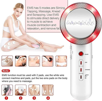 Massageador Ultrassónico 3 em 1 - Cavitação EMS Anti-Celulite com Infravermelho