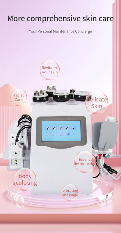 Máquina Multifuncional 9 em 1 - Cavitação 40K Radiofrequência Vácuo Laser Ultrassónica Modelagem Corporal