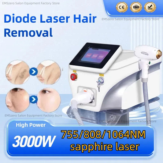Máquina Laser Diodo Desktop Profissional Alta Qualidade - 3 Wavelengths Rejuvenescimento Depilação Indolor