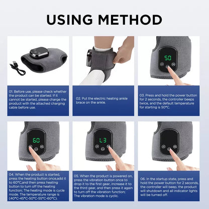 Massageador Elétrico Pés e Tornozelos com Vibração e Infravermelho - Recuperação Atletas Compressão Térmica