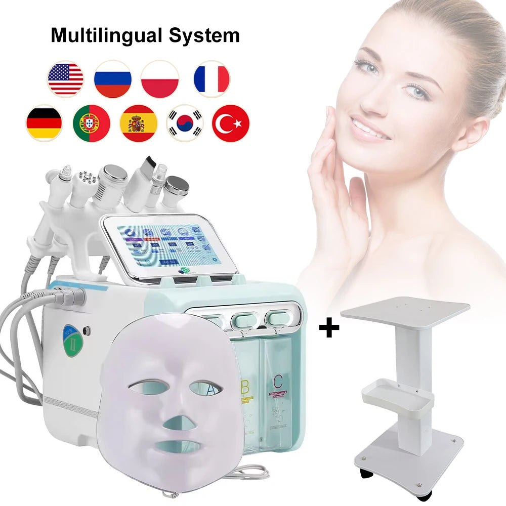 Máquina Dermabrasão Hidrogénio Oxigénio 7 em 1 - Limpeza Profunda Jato Água Diamante Facial