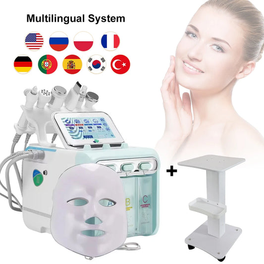 Máquina Dermabrasão Hidrogénio Oxigénio 7 em 1 - Limpeza Profunda Jato Água Diamante Facial