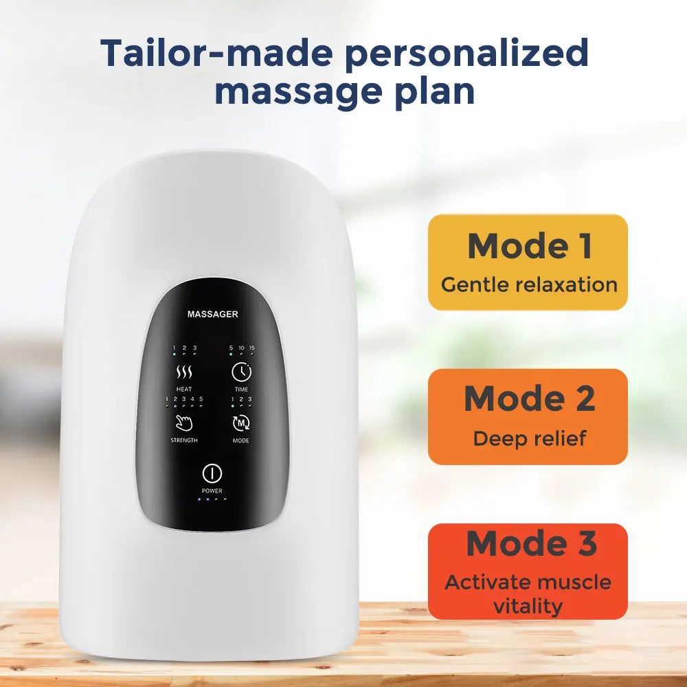 Massageador Inteligente de Mãos Sem Fios - Pressão de Ar, Vibração e Compressão Térmica
