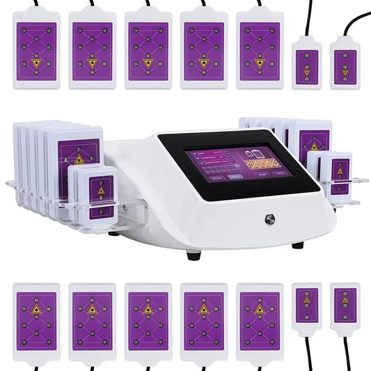 Máquina Laser Profissional Redução de Gordura - Equipamento Anticelulite com 14 Almofadas