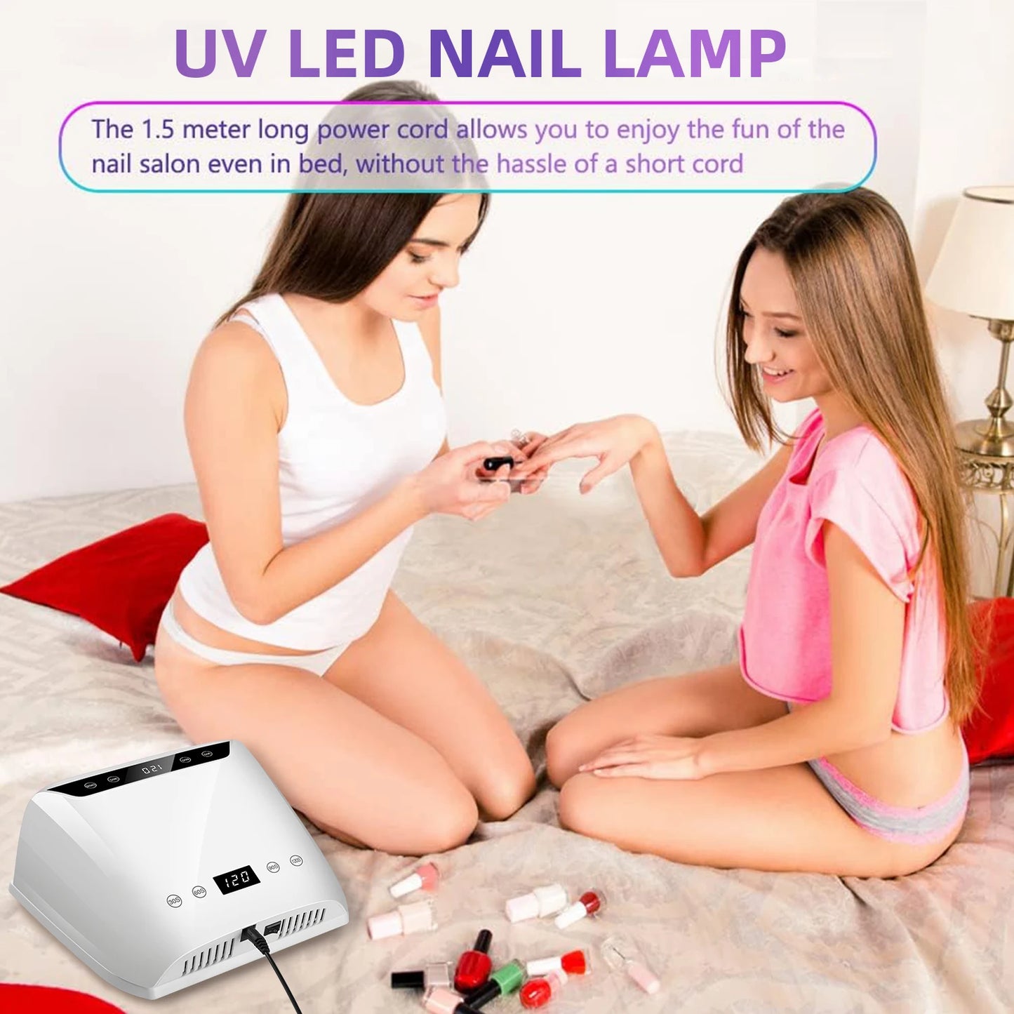 Lâmpada de Secagem de Unhas Profissional UV LED para Manicure 72LEDS Máquina de Secagem de Verniz Gel para Unhas com Sensor Automático Ferramenta de Salão de Manicure