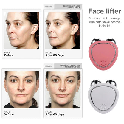 Máquina de Lifting Facial - Massageador Facial com Microcorrente e Rolo para Rejuvenescimento e Beleza
