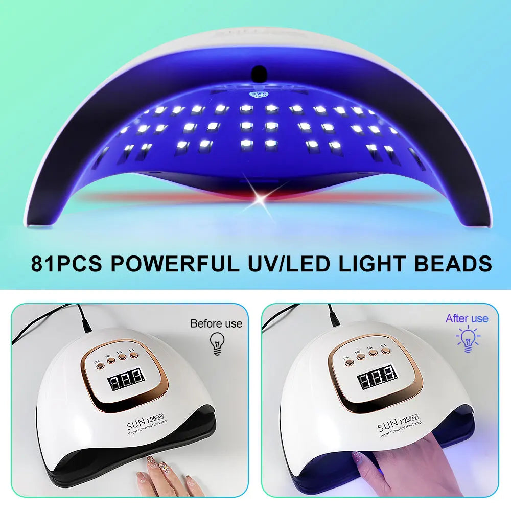 SUN X25MAX 81LED Lâmpada UV para Secagem de Unhas Cura Rápida Todo Verniz Gel para Unhas Secador de Luz UV Profissional Potente Salão de Manicure
