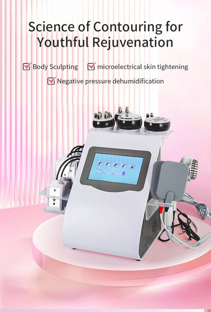 Máquina Multifuncional 9 em 1 - Cavitação 40K Radiofrequência Vácuo Laser Ultrassónica Modelagem Corporal
