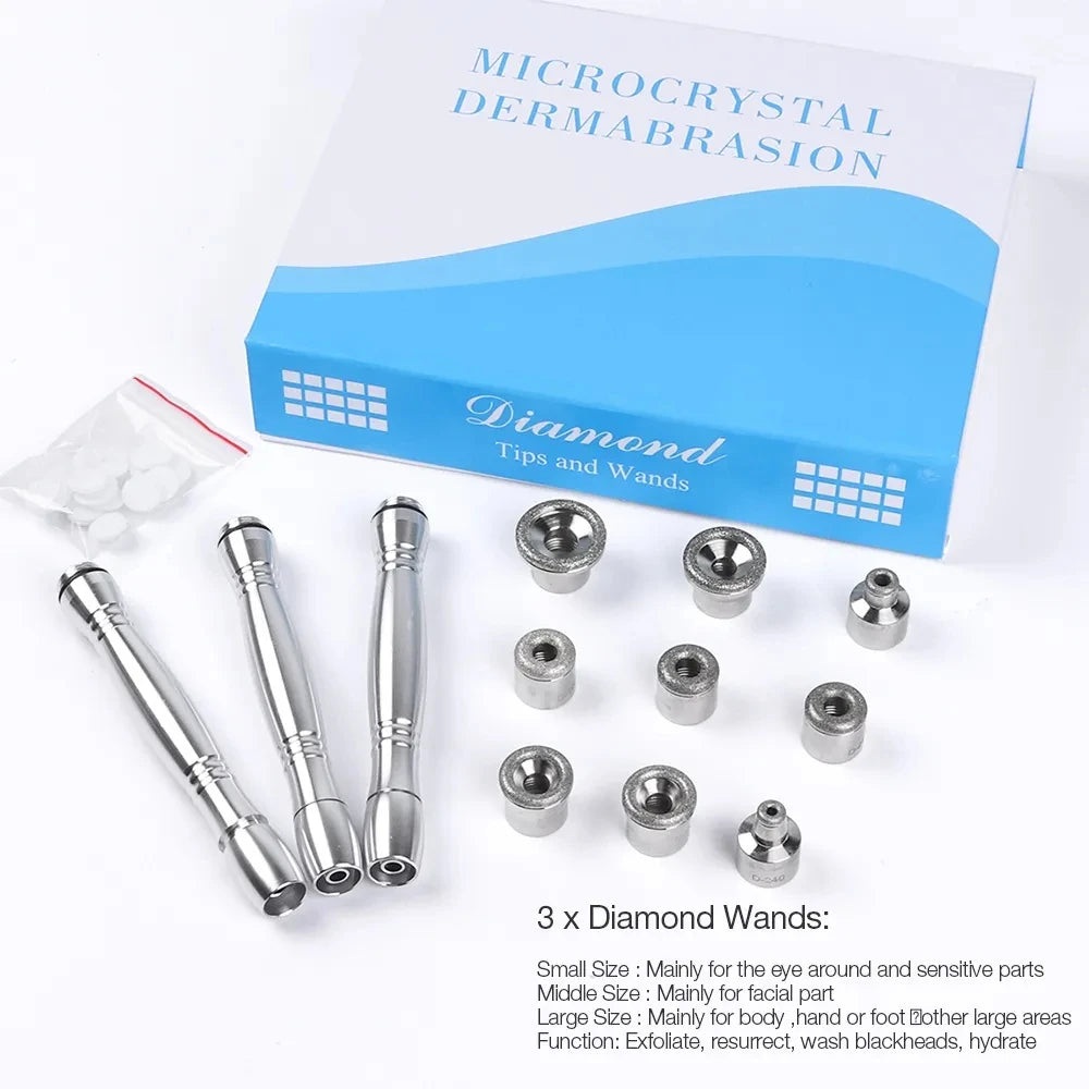 Máquina Microdermoabrasão Diamante 3 em 1 - Spray Água Esfoliação Remoção Rugas Peeling Facial