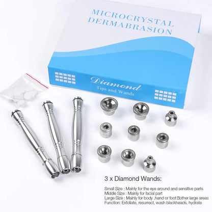 Máquina Microdermoabrasão Diamante 3 em 1 - Spray Água Esfoliação Remoção Rugas Peeling Facial