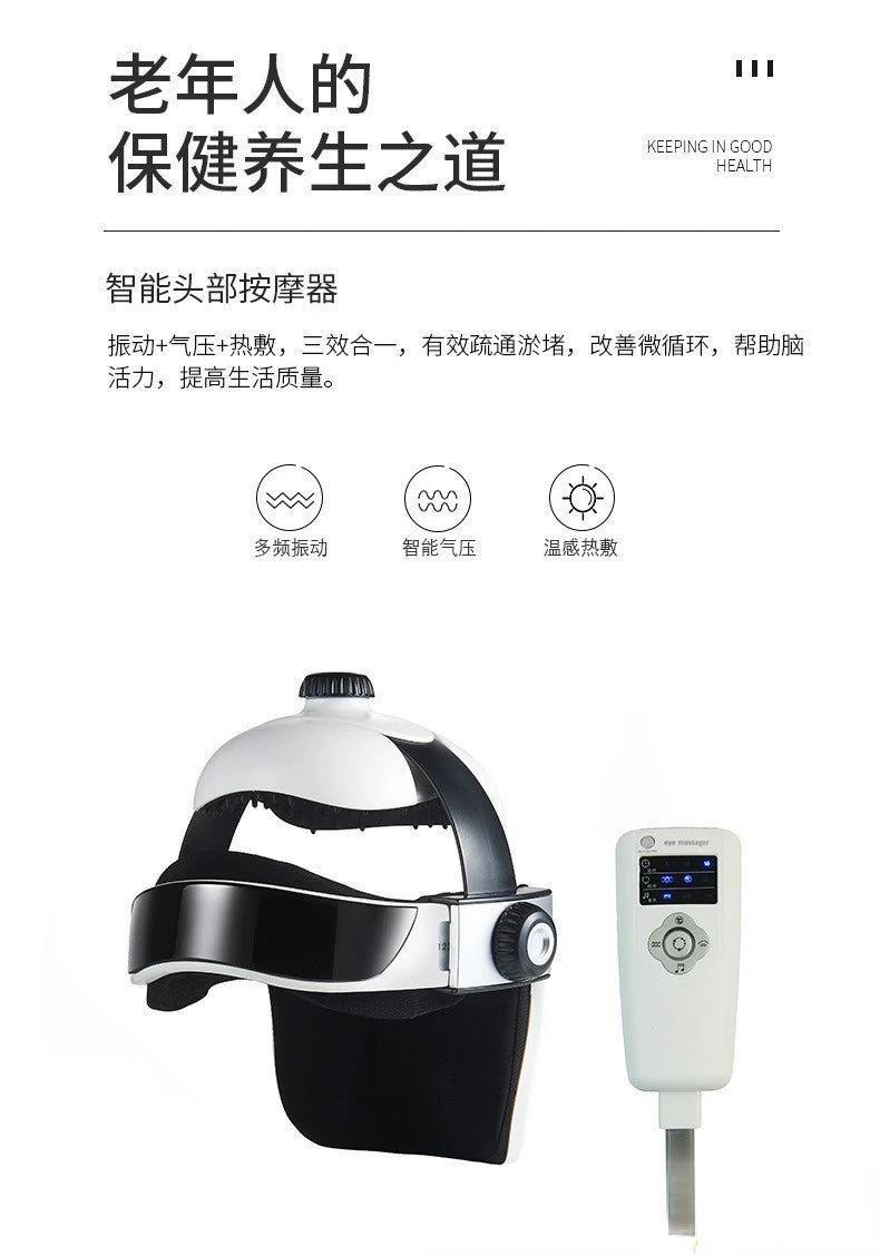 Capacete Massageador de Cabeça - Pressão de Ar, Vibração e Compressão Térmica