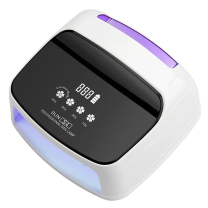 Lâmpada Profissional para Unhas 288W para Curar Gel Recarregável Lâmpada UV LED para Unhas Sem Fio 66LEDS Lâmpada de Secagem de Unhas com 4 Configurações de Temporizador