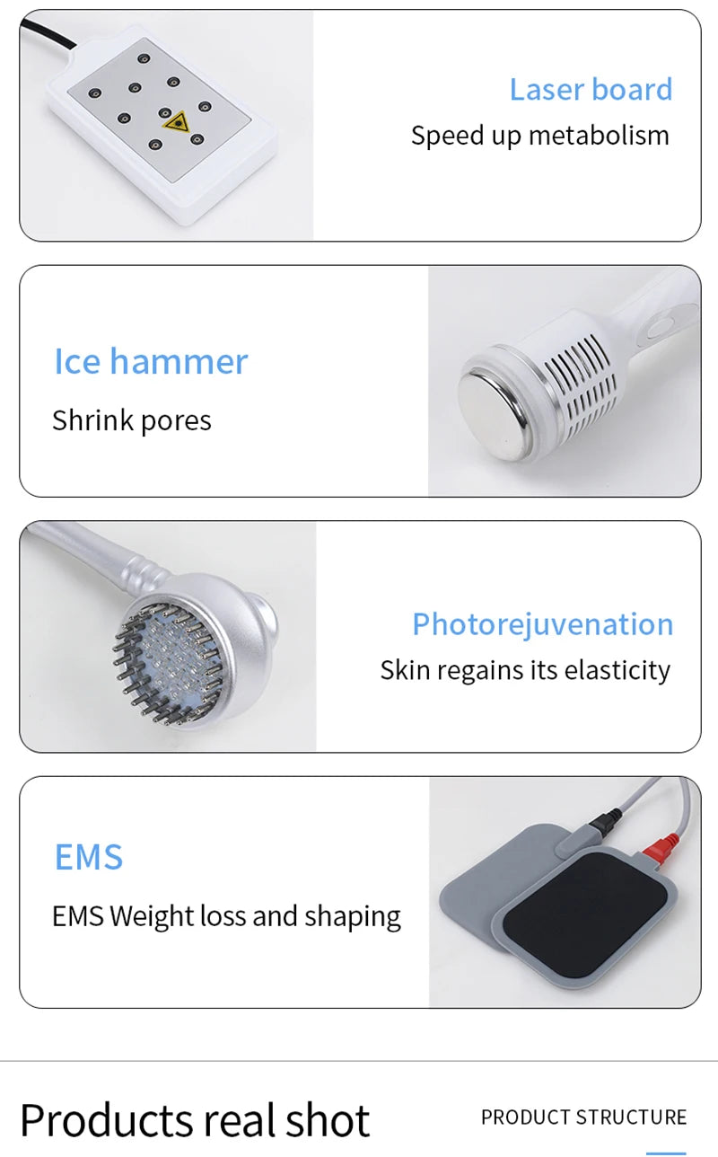 Máquina Estética 9 em 1 - Cavitação 40K Radiofrequência Vácuo Laser Emagrecimento Corporal