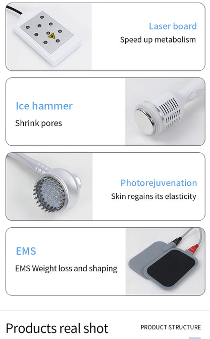 Máquina Estética 9 em 1 - Cavitação 40K Radiofrequência Vácuo Laser Emagrecimento Corporal