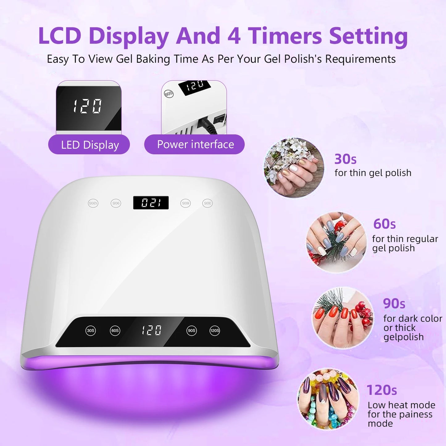 Lâmpada de Secagem de Unhas Profissional UV LED para Manicure 72LEDS Máquina de Secagem de Verniz Gel para Unhas com Sensor Automático Ferramenta de Salão de Manicure