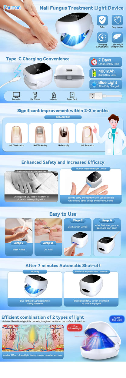 Nail Fungus Laser LED Light Device Fungal Nail Treatment Anti-Equipment Effectively Remove Fungal Toenail Nail Fungal Infection