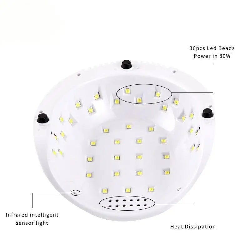 Lâmpada para Unhas 86W UV LED Luz Vermelha com Sensor Inteligente - Secador Portátil de Cura Rápida de Verniz Gel para Uso Doméstico e Salão