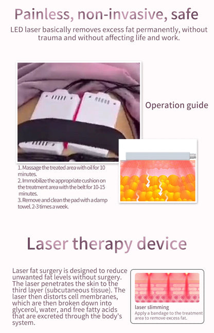 Máquina Laser Profissional Redução de Gordura - Equipamento Anticelulite com 14 Almofadas