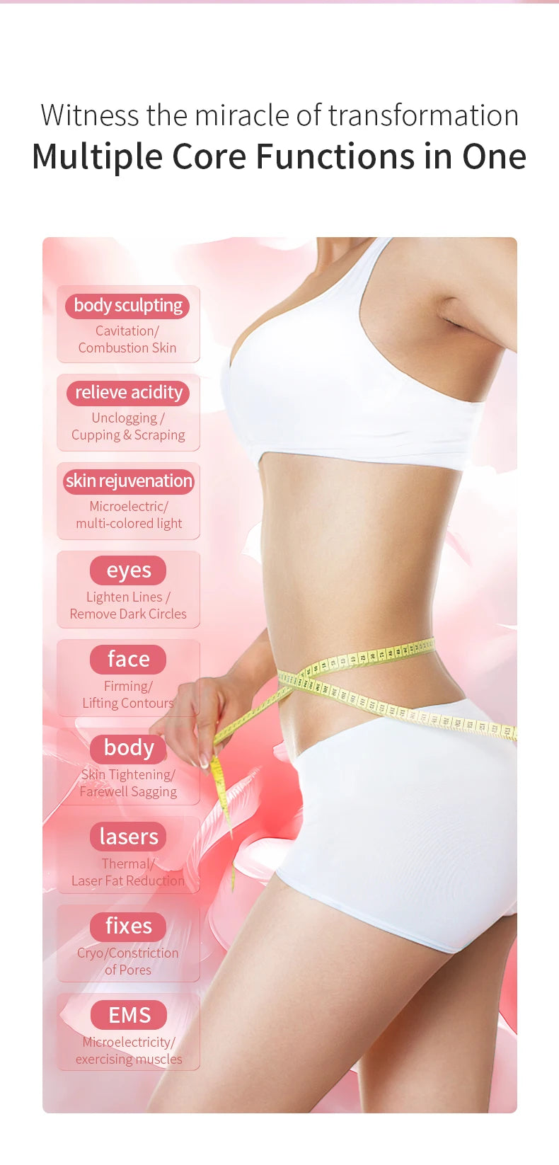 Máquina Multifuncional 9 em 1 - Cavitação 40K Radiofrequência Vácuo Laser Ultrassónica Modelagem Corporal
