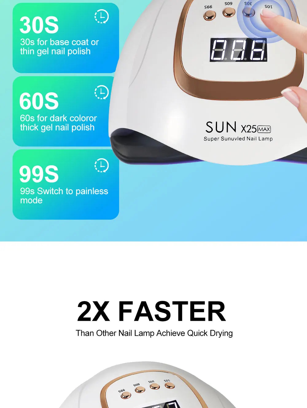 SUN X25MAX 81LED Lâmpada UV para Secagem de Unhas Cura Rápida Todo Verniz Gel para Unhas Secador de Luz UV Profissional Potente Salão de Manicure