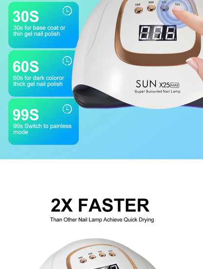 SUN X25MAX 81LED Lâmpada UV para Secagem de Unhas Cura Rápida Todo Verniz Gel para Unhas Secador de Luz UV Profissional Potente Salão de Manicure