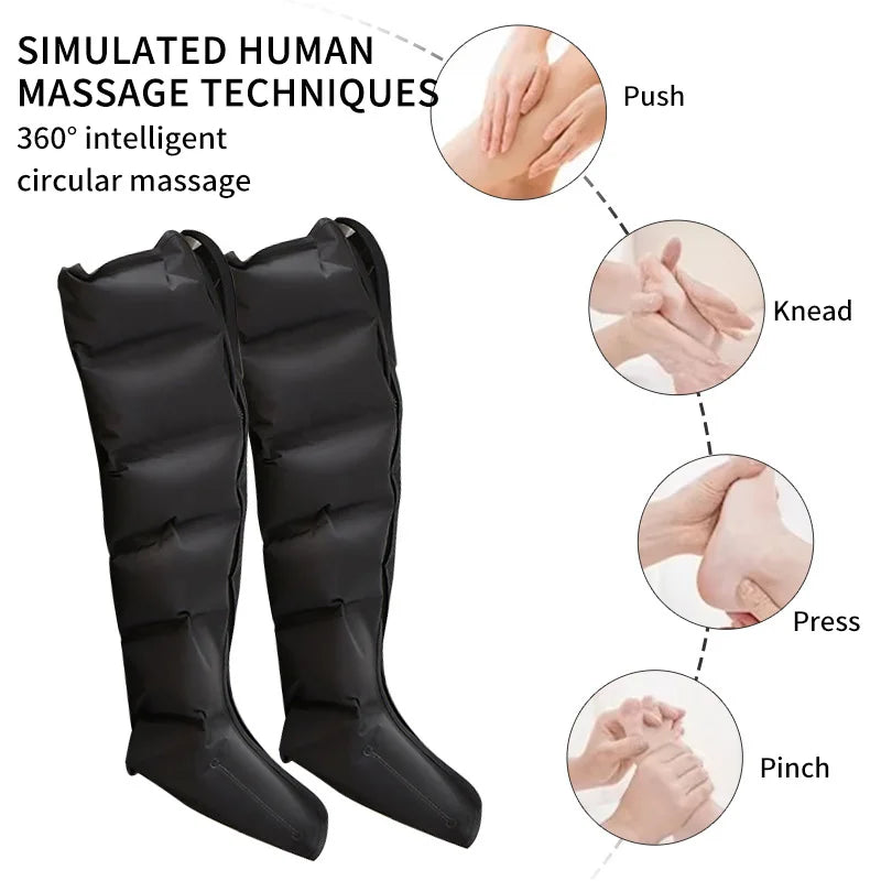 Botas Pressoterapia Pernas com Controlo Remoto - Massagem Compressão Pneumática Relaxamento Profundo