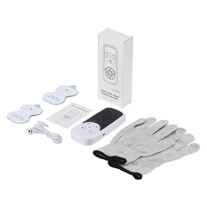 Estimulador Muscular Elétrico EMS - Luvas Massagem Elétrodos Terapia Meridiana Digital