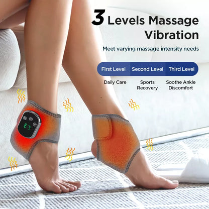 Massageador Elétrico Pés e Tornozelos com Vibração e Infravermelho - Recuperação Atletas Compressão Térmica