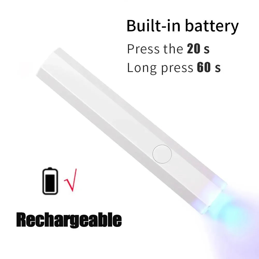 Lâmpada Portátil de Mão Mini para Unhas para Todo Verniz Gel Secagem Rápida Máquina Secadora de Unhas USB Lâmpada UV LED para Unhas Mini Caneta Lanterna