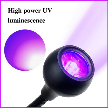 Lâmpada de Cura de Gel UV para Unhas 5W, Luz UV LED com Clipe e Tubo Flexível, Secador de Unhas para Verniz Gel