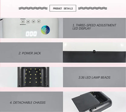 SUNUV SUN3 Nail Dryer Smart 2.0 48W UV LED Lamp Nail with Smart Timer Memory Nail Drying Machine Invisible Digital Timer Display