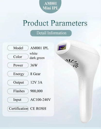 Depilador IPL Profissional Permanente - Remoção Pelos Corpo Inteiro Casa Mulheres 900.000 Flashes