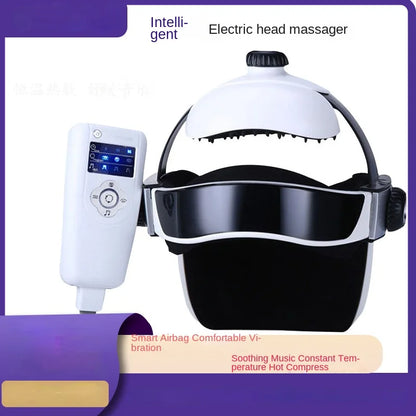 Capacete Massageador de Cabeça - Pressão de Ar, Vibração e Compressão Térmica