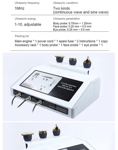 Máquina de Ultrassom 1 MHz para Casa - Terapia Facial e Corporal Anti-Envelhecimento 2024