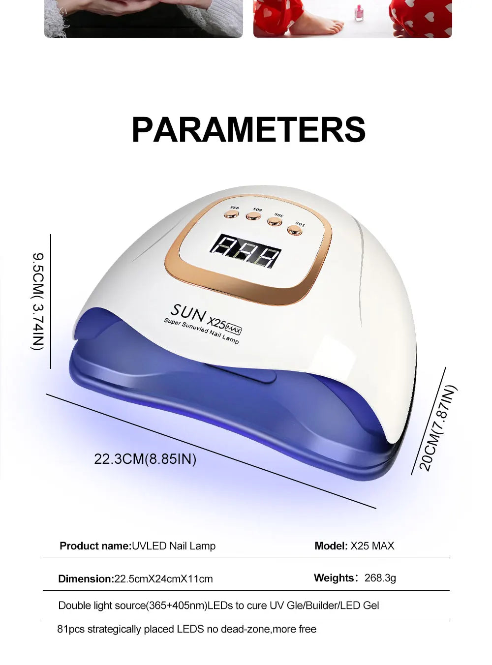 SUN X25MAX 81LED Lâmpada UV para Secagem de Unhas Cura Rápida Todo Verniz Gel para Unhas Secador de Luz UV Profissional Potente Salão de Manicure
