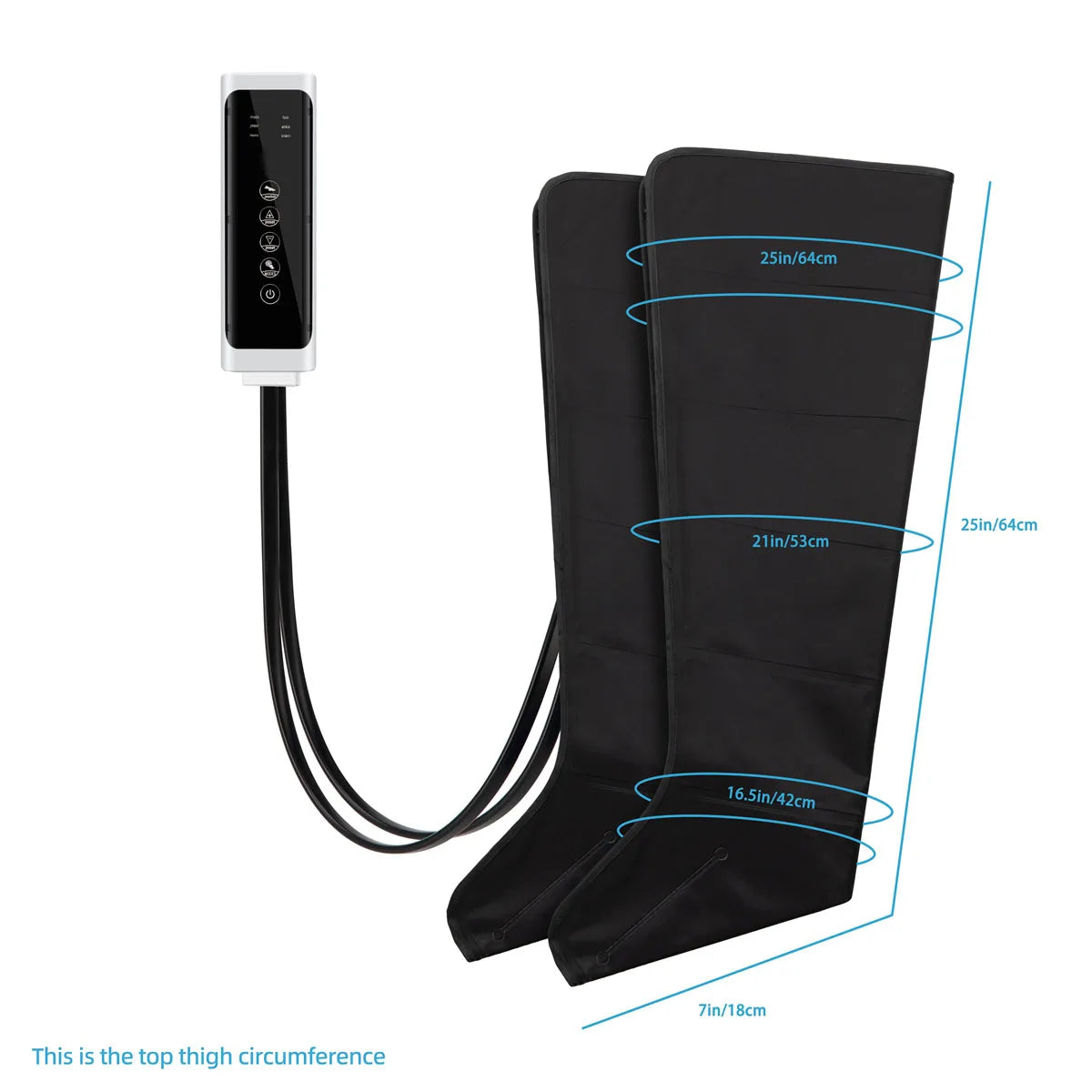 Botas Pressoterapia Pernas com Controlo Remoto - Massagem Compressão Pneumática Relaxamento Profundo