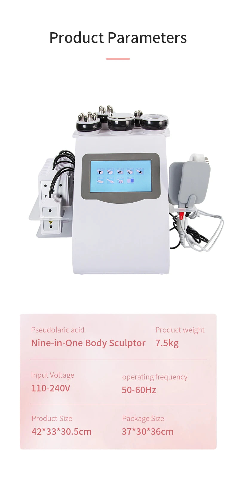 Máquina Multifuncional 9 em 1 - Cavitação 40K Radiofrequência Vácuo Laser Ultrassónica Modelagem Corporal