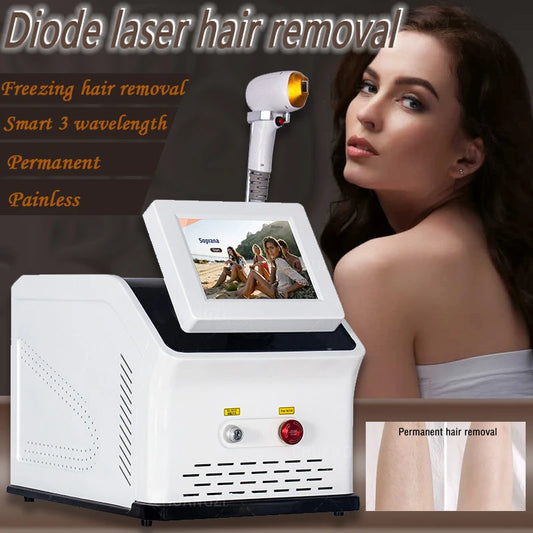 Depiladora Laser Diodo 3 Wavelengths - Remoção Permanente Indolor Ponto Frio Inteligente