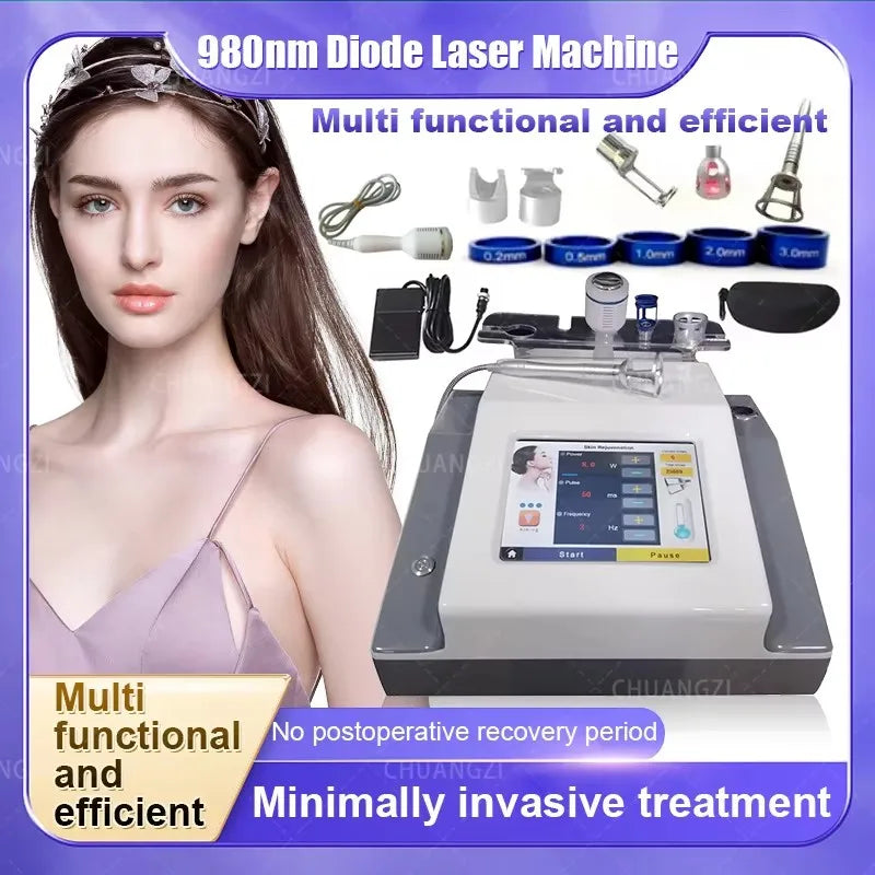 5 In 1 980nm Diode Laser Machine Nail Fungus Treatment Spider Veins Vascular Removal Skin Rejuvenation Beauty Device