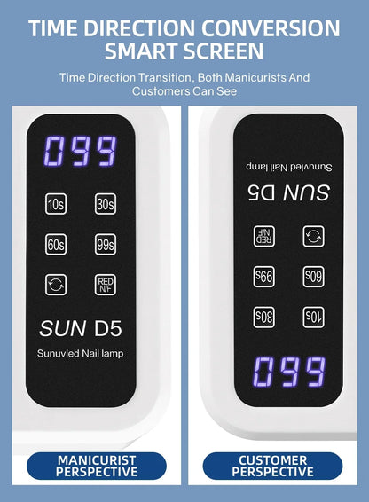 140 Contas Lâmpada Profissional UV LED para Unhas 480W Lâmpada de Cura Rápida de Verniz Gel com Tela de Display LCD Sensor Inteligente