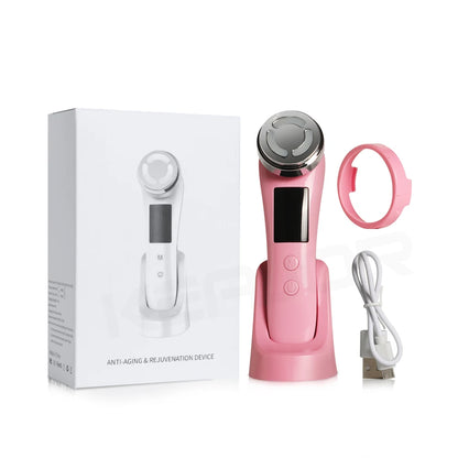 Massageador Facial Mesoterapia 8 em 1 - Radiofrequência EMS Lifting Firmeza LED Cuidados Pele