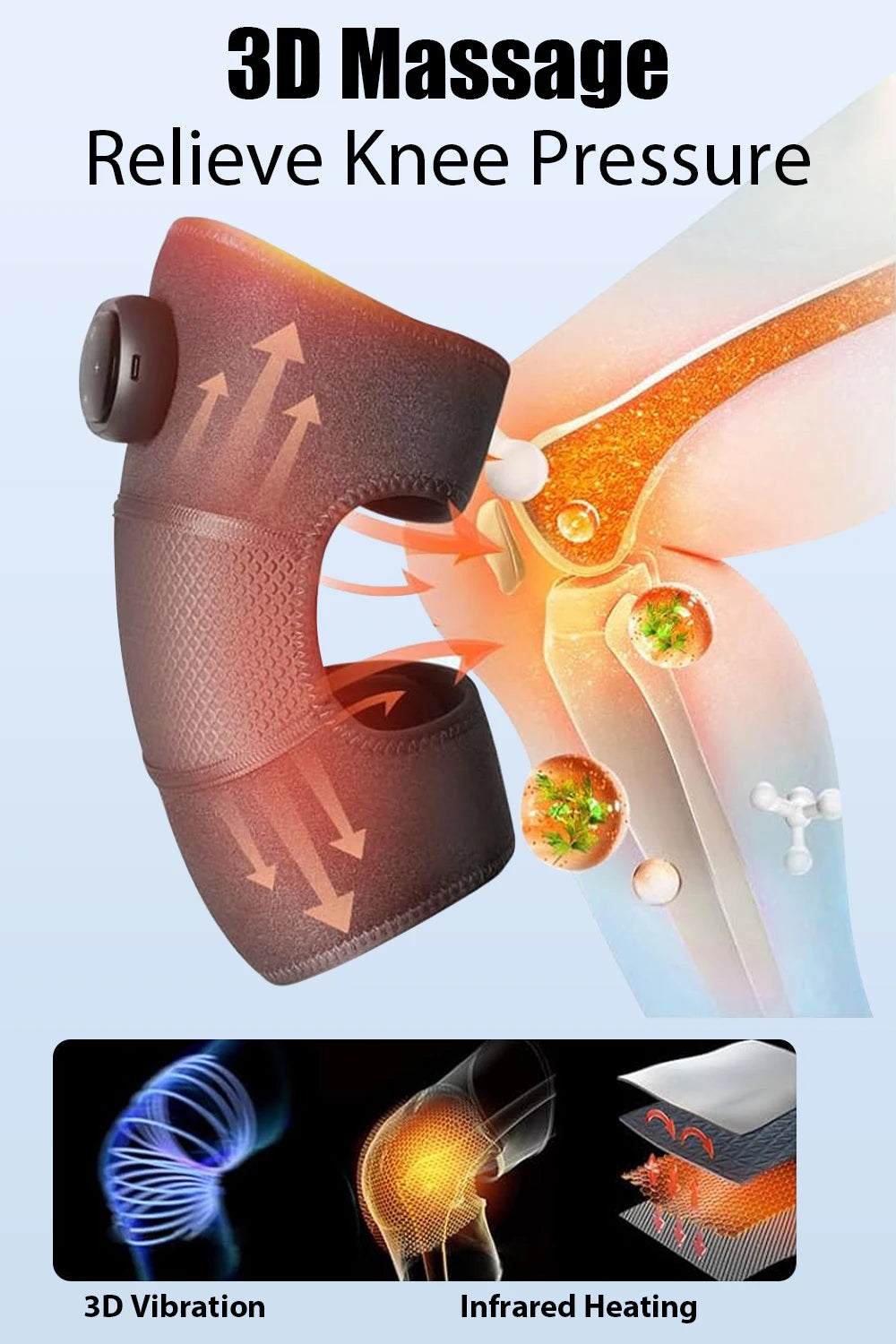 Joelheira Térmica com Vibração e Massagem - Fisioterapia Aquecimento Artrite Ombro Cotovelo Suporte