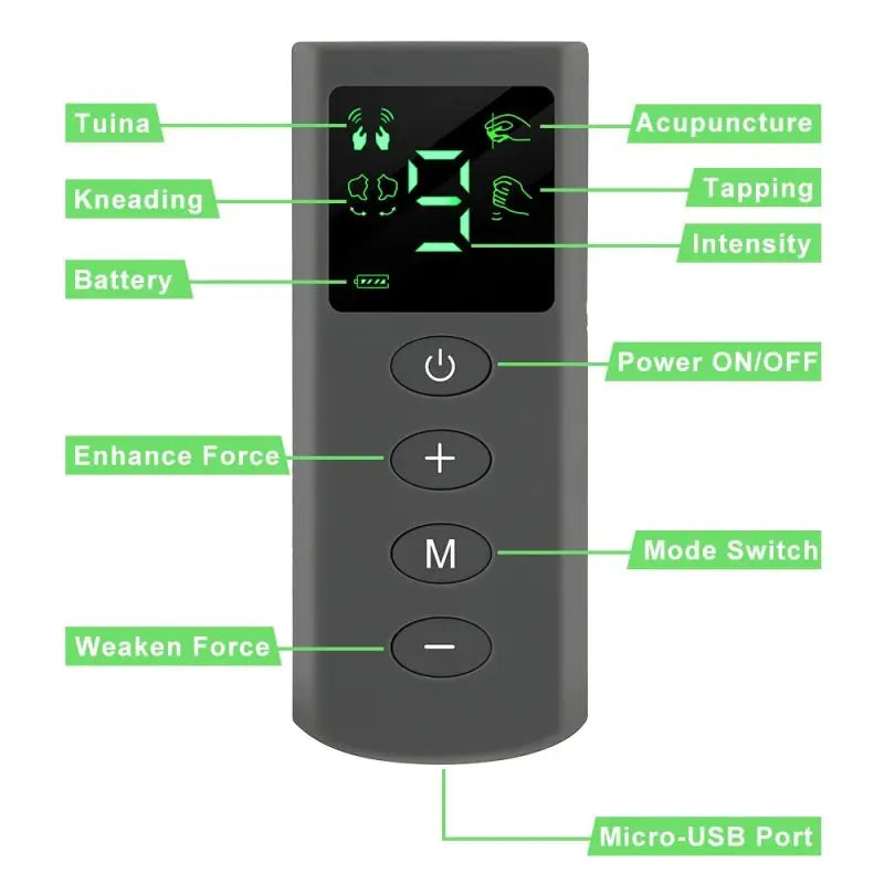 Máquina EMS TENS 4 Modos - Estimulador Muscular 9 Intensidades Acupuntura Massagem Digital