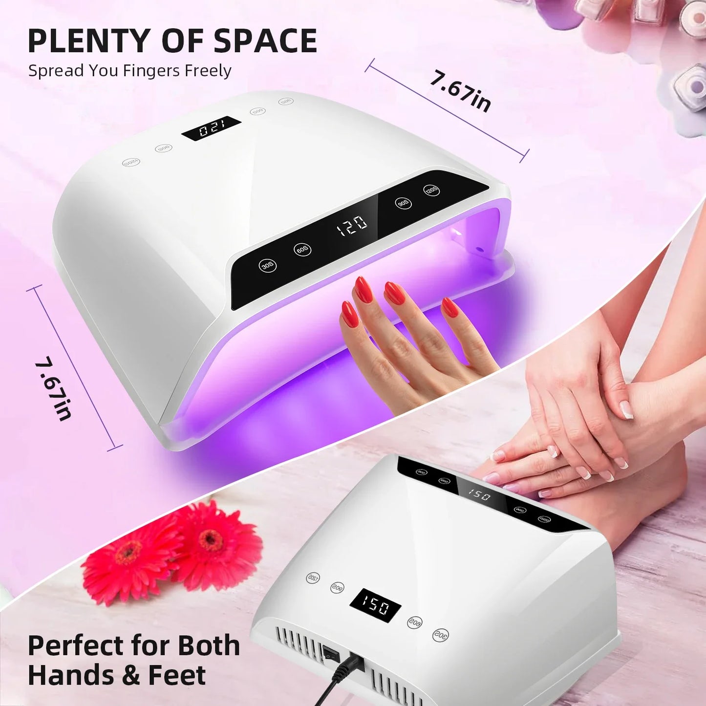 Lâmpada de Secagem de Unhas Profissional UV LED para Manicure 72LEDS Máquina de Secagem de Verniz Gel para Unhas com Sensor Automático Ferramenta de Salão de Manicure