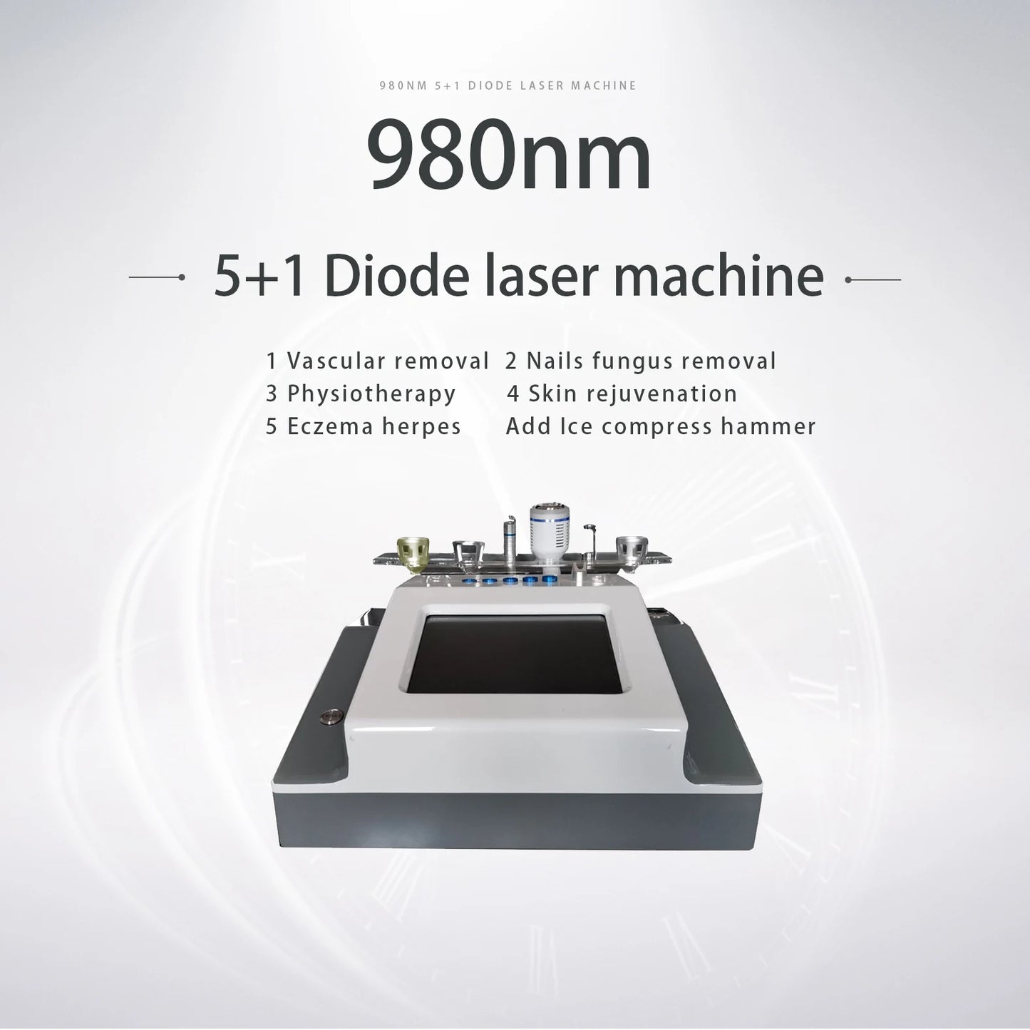 5 In 1 980nm Diode Laser Machine Nail Fungus Treatment Spider Veins Vascular Removal Skin Rejuvenation Beauty Device